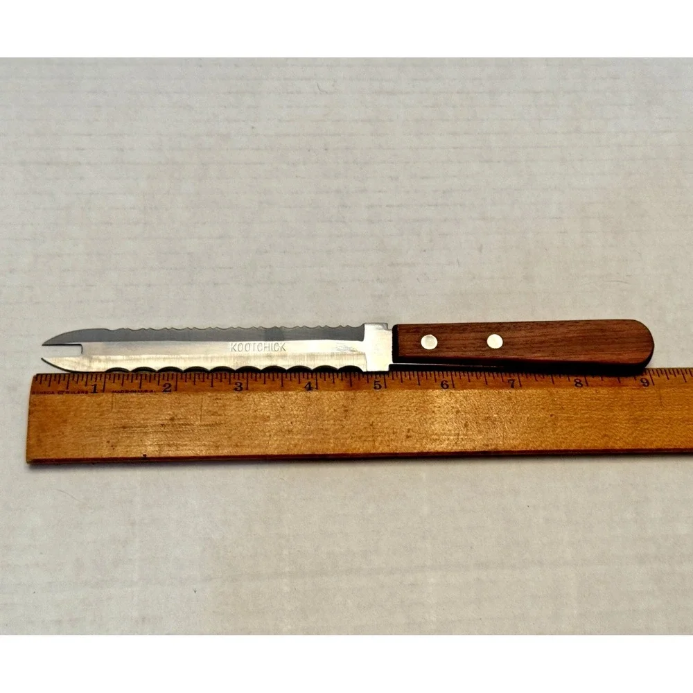 Vintage‎ Kootchick Stainless Steel Double Edge Serrated Slicing Knife Japan